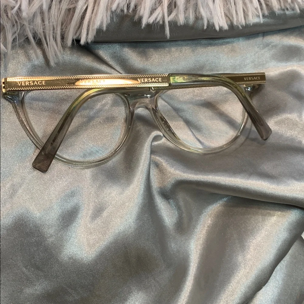 🌹VINTAGE Versace • Women's Clear Cat-Eye Optical Glasses - Clear Gold RX Frames